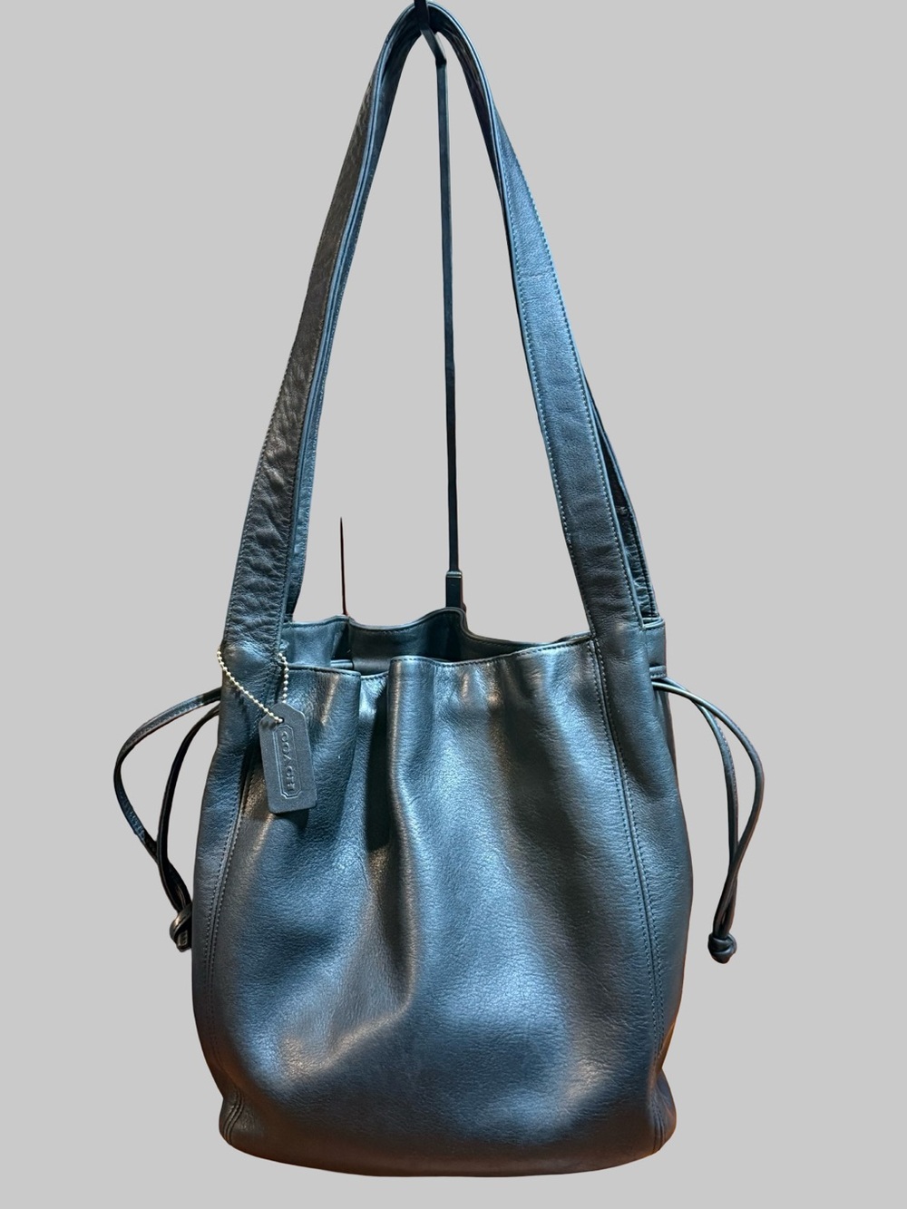 ✨ Vintage Coach Lexington Black Leather Drawstring Bucket Bag #4180 ✨